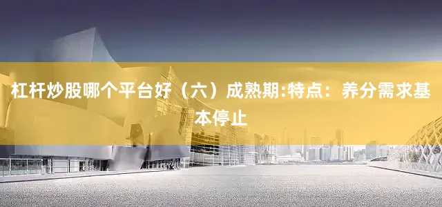 杠杆炒股哪个平台好（六）成熟期:特点：养分需求基本停止